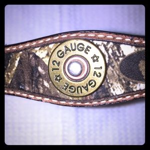 12 gage shell design genuine leather belt